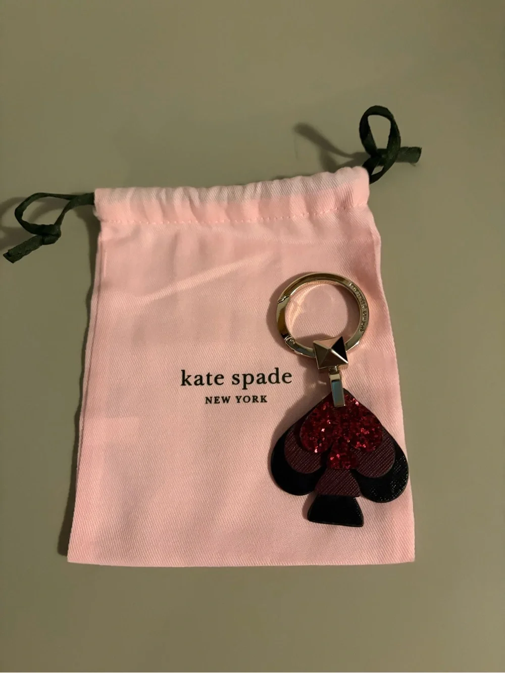 Kate Spade Pink Pouch with Red & Black Spade Keychain